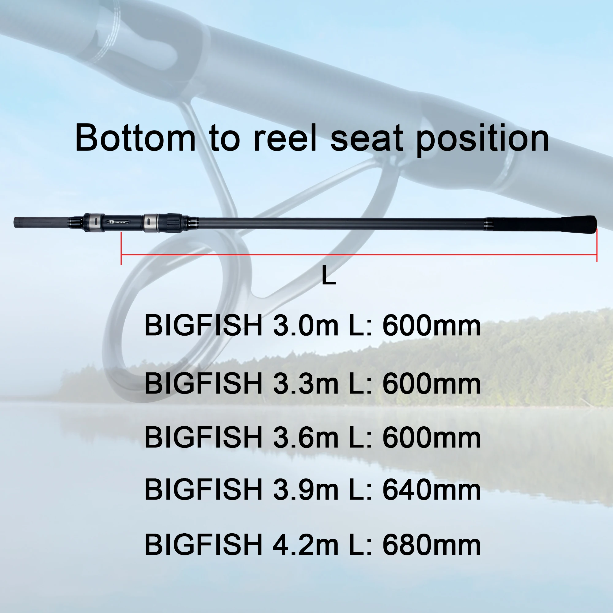 Caña de carpa BIUTIFU BIGFISH – Carbono T800 surfcasting y spinning - imagen 5