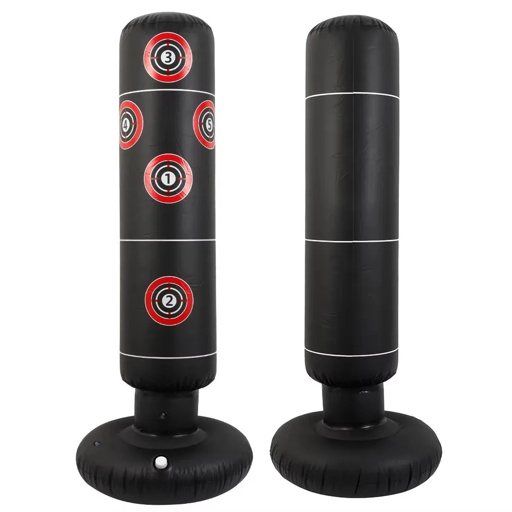 Saco de boxeo inflable para aliviar el estrés, entrenamiento de boxeo, saco de arena de pie con rebote, columnas de objetivo de práctica de 160cm - imagen 4