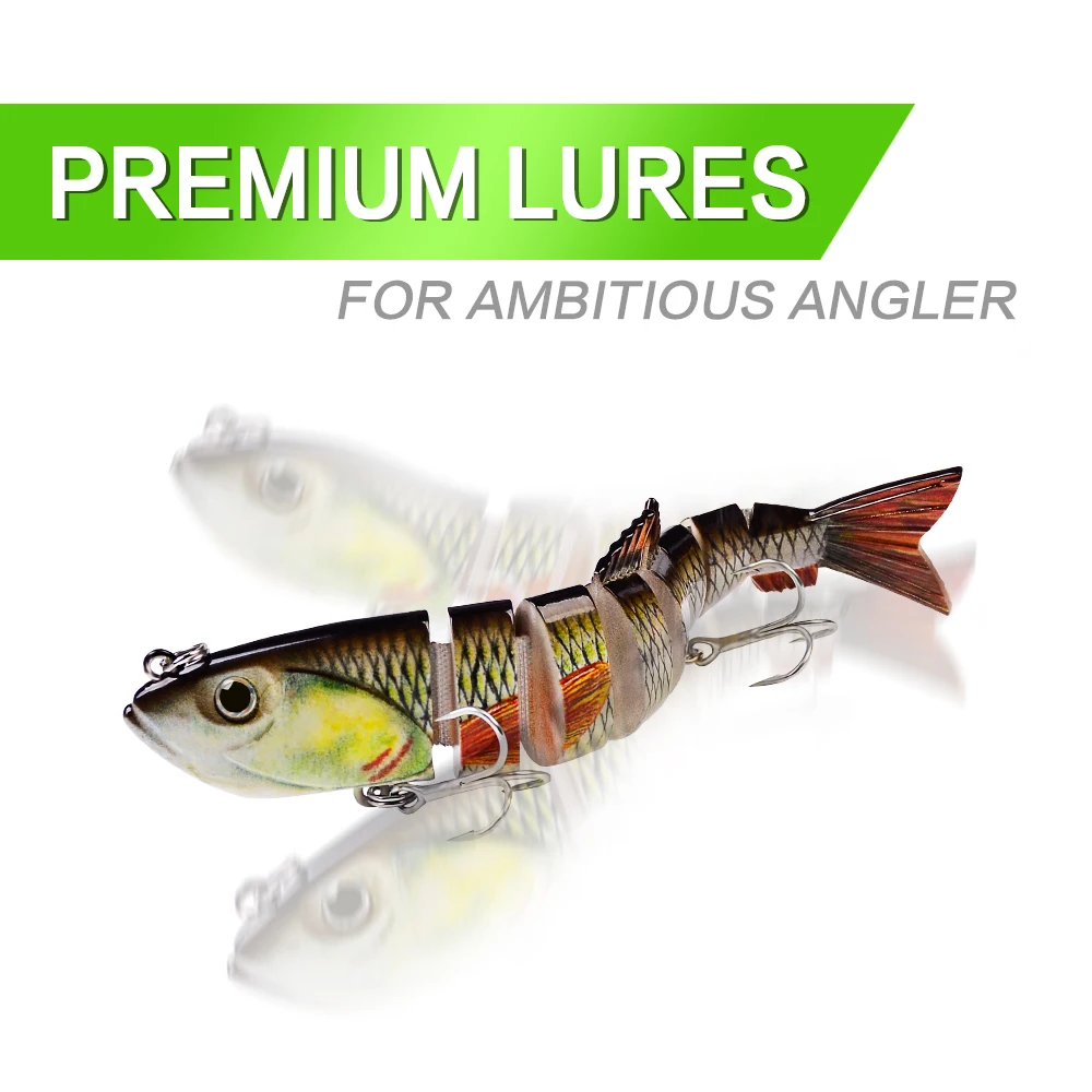 Proberos Señuelos de pesca realistas de 8 segmentos |   Cebo artificial multiarticulado y de hundimiento lento en colores vibrantes con anzuelos triples - imagen 5