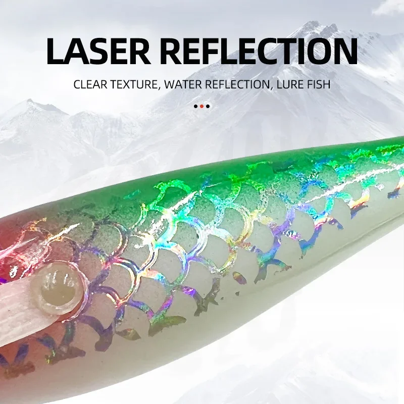 Anzuelo de plantilla de calamar brillante, cebo de pesca de agua salada, señuelo de camarón de madera de huevo Artificial, Pesca de Mar, pulpo, sepia - imagen 5