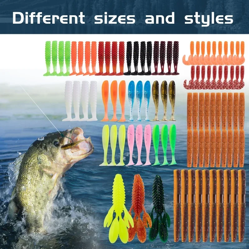 Juego de Señuelos de Pesca de 350 Uds., Kit de cebo de silicona suave de agua dulce, Wobbler Artificial, plantilla de Metal, cucharas, anzuelo, accesorios de pesca, aparejos - imagen 4