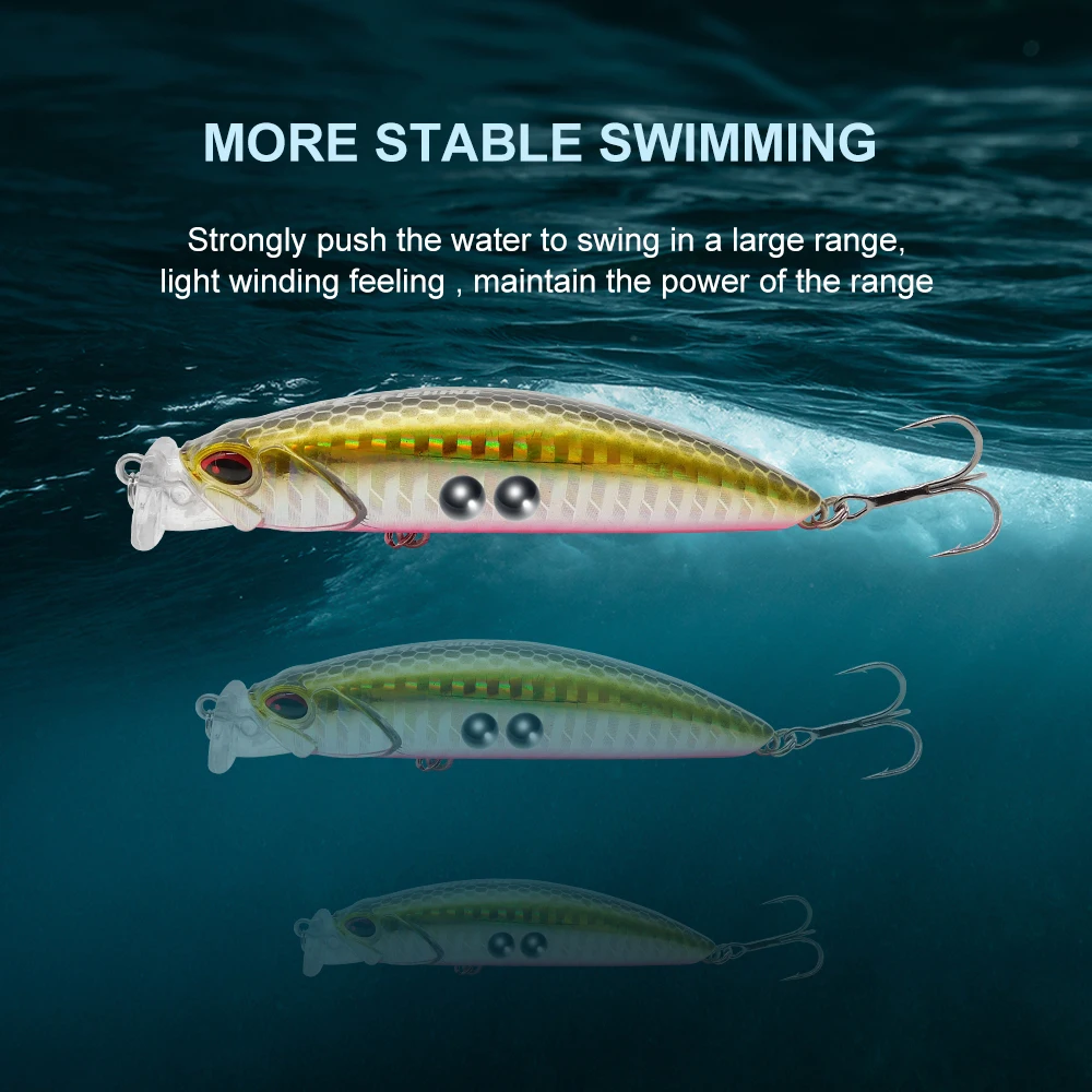 KESFISHING-SEÑUELOS duros de colores surtidos, manivela flotante, aparejos de pesca de tiro largo, 80mm, 10g, 0-0,5 m - imagen 4