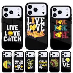 Funda para Teléfono Live Love Softball para iPhone 17 16 15 14 13 Pro Max, Carcasa Trasera para 12 11 Pro