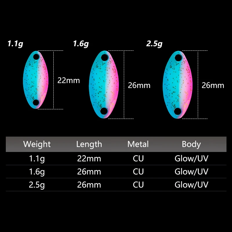 LETOYO Mini Señuelo Cucharilla UV brillo para trucha y perca - imagen 3