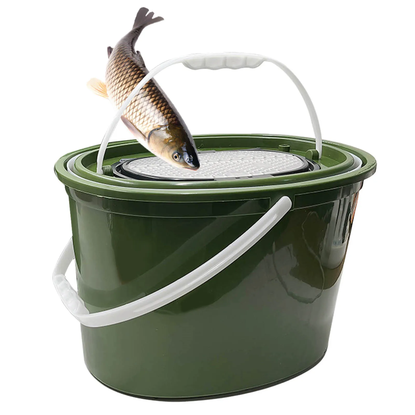 Cubo de pesca de doble capa de gran capacidad, cubo portátil ultraligero para peces vivos con asa, equipo de pesca al aire libre para invierno 2025 - imagen 3