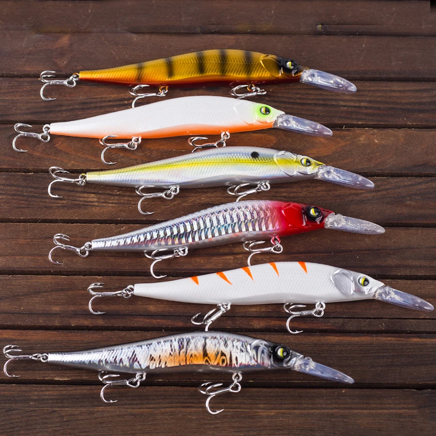 CCLTBA-SEÑUELOS DE PESCA DE pececillos de buceo medio, cebos artificiales duros, Wobble para lubina, trucha, señuelo Jerkbait, aparejos de pesca, 13,5 cm, 14,7g - imagen 5