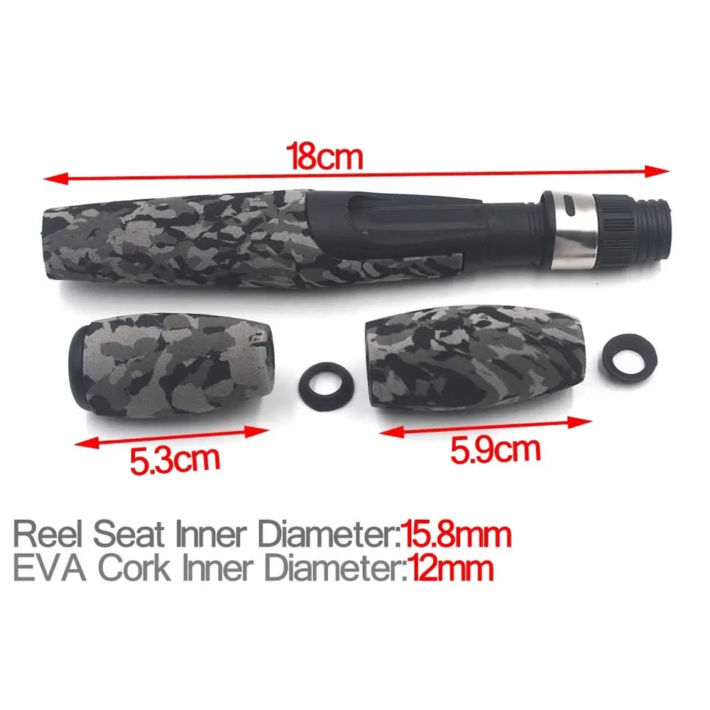 MNFT 1 Juego de mango de caña de pescar fundido y giratorio de cebo de agarre dividido EVA de camuflaje agarre trasero con asiento de carrete para construcción de varillas - imagen 5