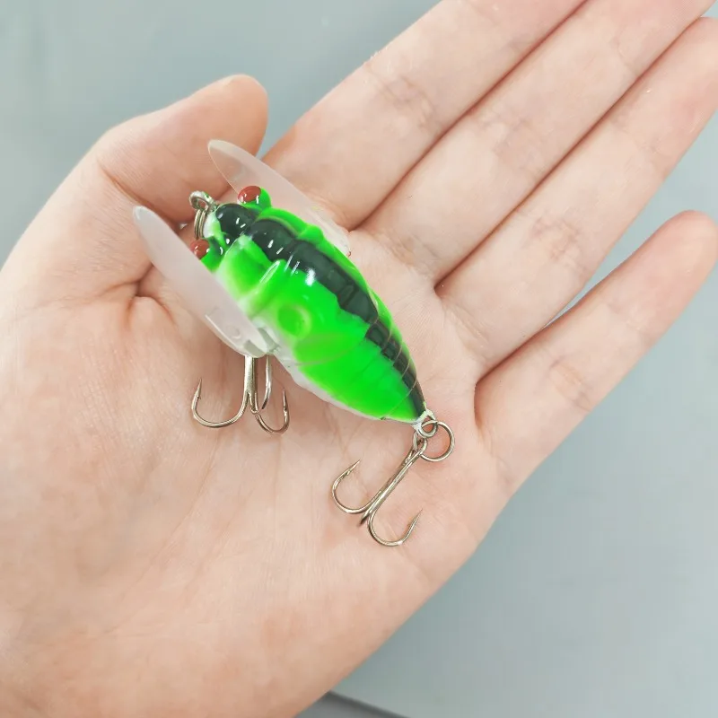 Juego de cebo Artificial de cigarra de ala blanda de nivel superficial, 5 uds., flotante, oscilante y acción realista, adecuado para agua dulce y salada - imagen 3