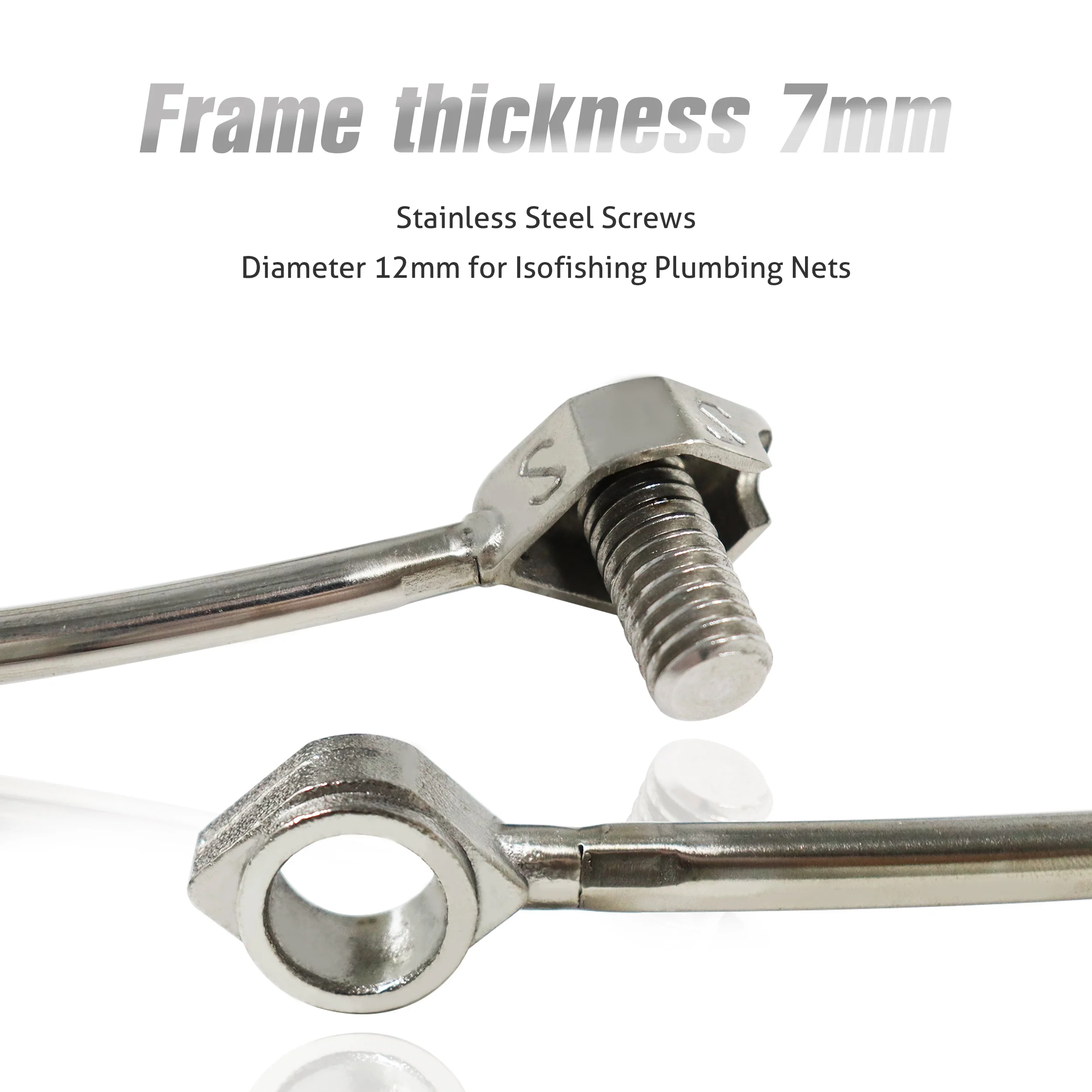 ZYZ Marco de red de mano para pesca en roca marina, 45/50/55/60cm, diámetro de tornillo plegable, cabezales de malla de acero inoxidable de 1/2 pulgada - imagen 2