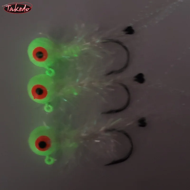 TAKEDO 5 unids/caja 2G 5G 10G anzuelos luminosos camarones cebos artificiales pesca con mosca plantilla de goma señuelo de pesca con mosca pesca en hielo trucha - imagen 3