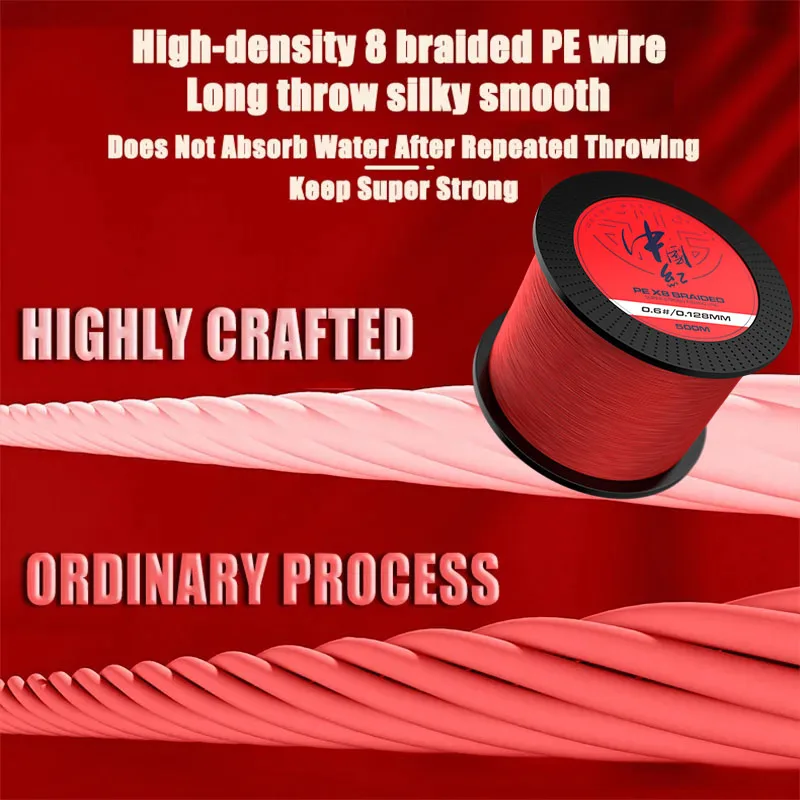 Línea de pesca trenzada de 8 hebras, multifilamento superfuerte, resistente al desgaste, 500m pesca accesorios de pesca pesca accesorio pesca accesorios mar hilo trenzado pesca hilo de pesca herramientas de pesca fishi - imagen 4