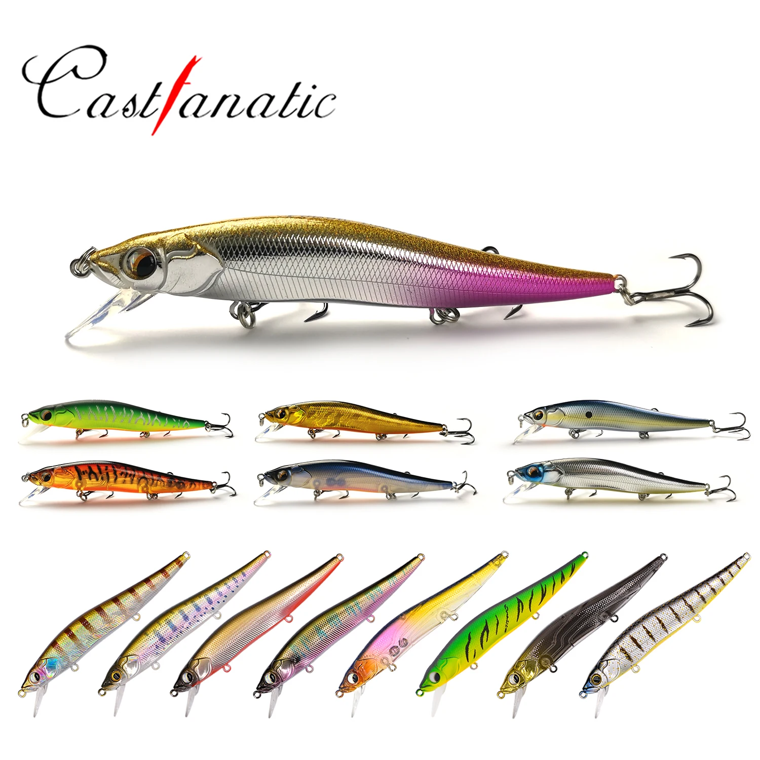Castfanatic PS110F 14g Jerkbait flotante lento Minnow Wobblers pesca Artificial cebo duro aparejos para lubina cebos de trucha - imagen 3