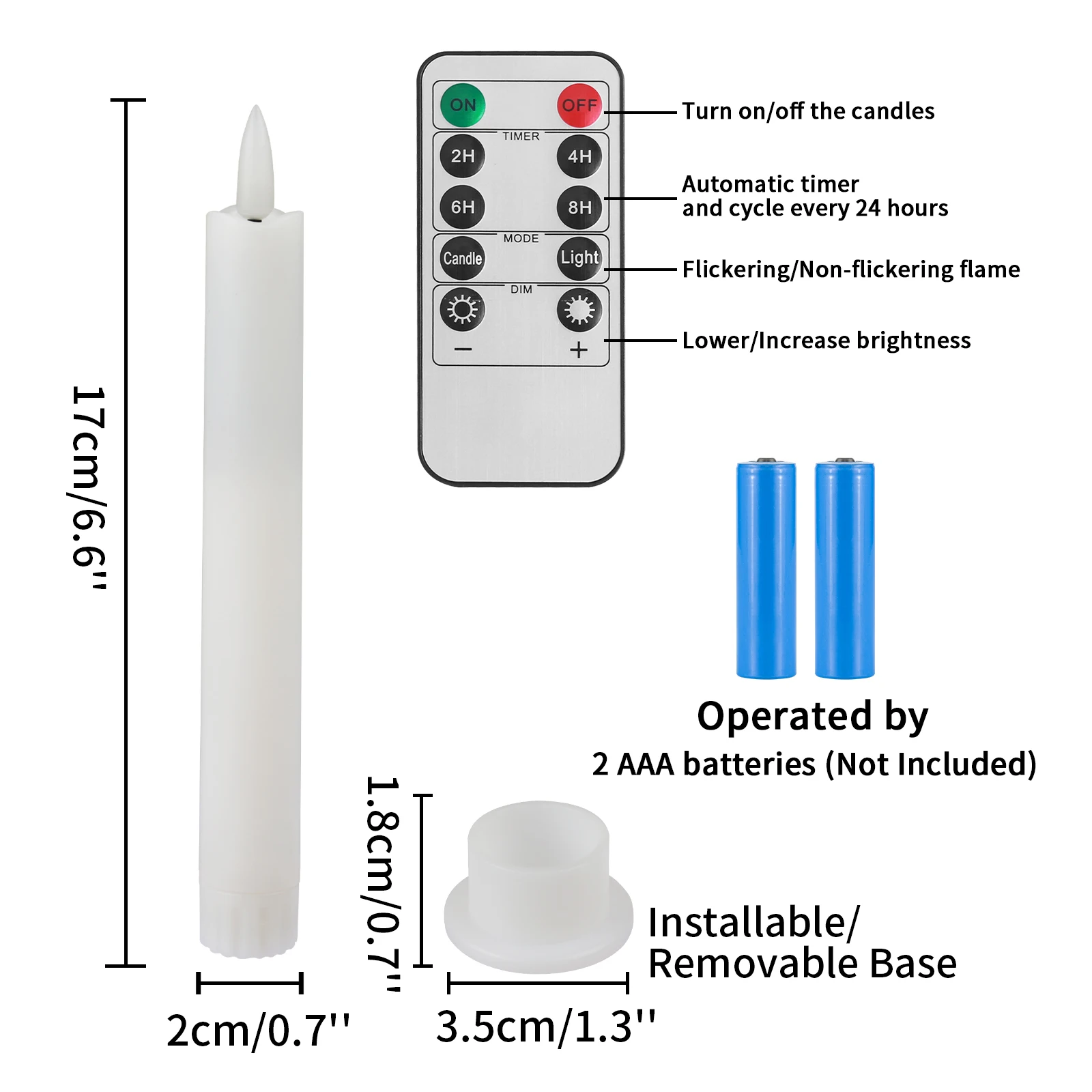 Velas LED parpadeantes con mando y soporte 3D para Navidad - imagen 5