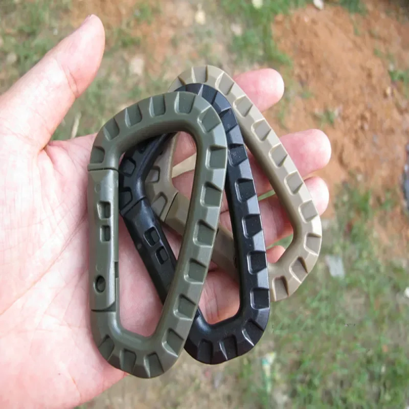 Mosquetón EDC en forma de D de 8,5 cm para acampar al aire libre, hebilla de mochila táctica, mosquetón táctico rápido, gancho de plástico, 3 uds. - imagen 3