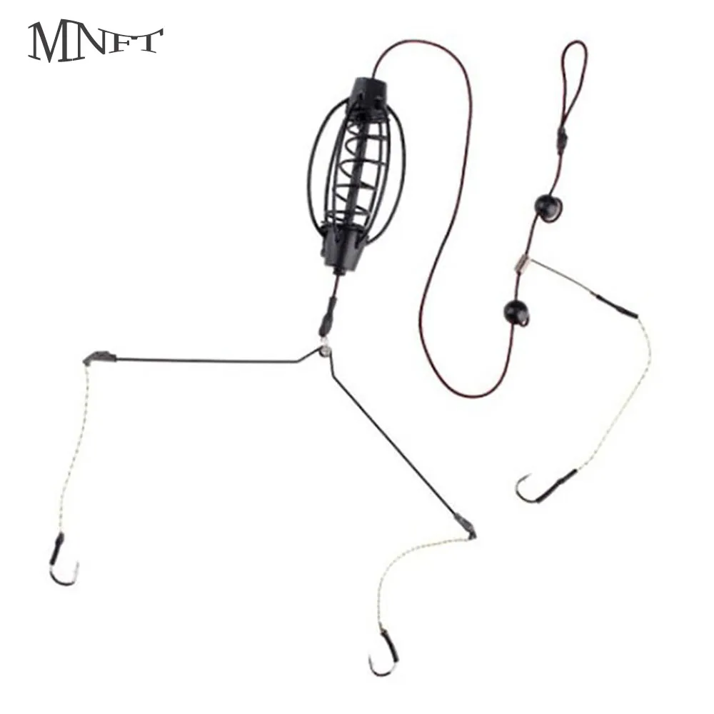 Alimentador de pesca de carpa, cebos, equipo de jaula, alimentador de peces de resorte con soporte, métodos en línea, aparejos de anzuelo, juego de pesas de plomo - imagen 2