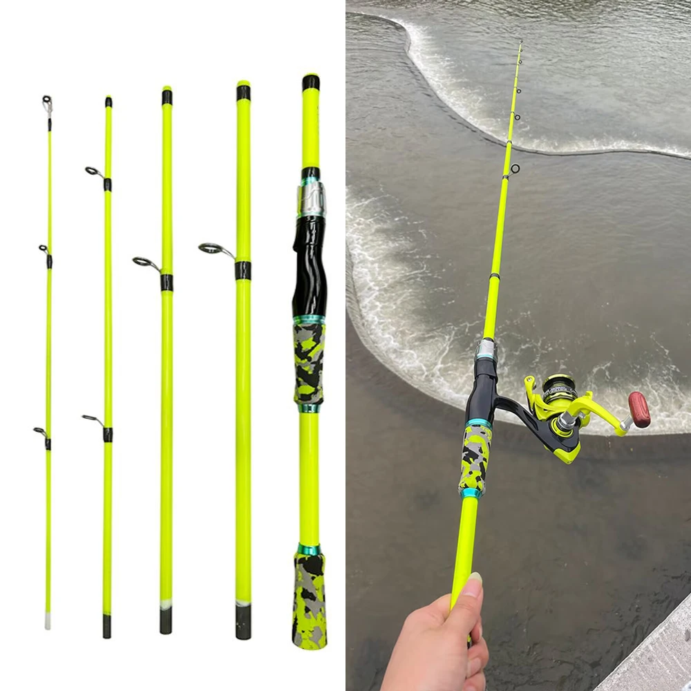 Juego de Cañas de pescar con señuelo, Acciones ML medianas y suaves, rueda de Pesca giratoria para agua dulce, agua salada, carpa de lubina, 1,8 m/2,1 m - imagen 2