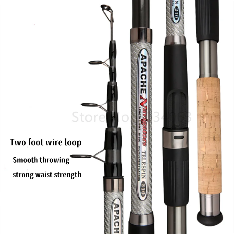 Caña de pescar telescópica de fibra de carbono, caña giratoria para señuelo, 2,1 m, 2,4 m, 2,7 m, 3,0 m, 3,6 m, cañas de pescar de mar para agua salada y agua dulce - imagen 2