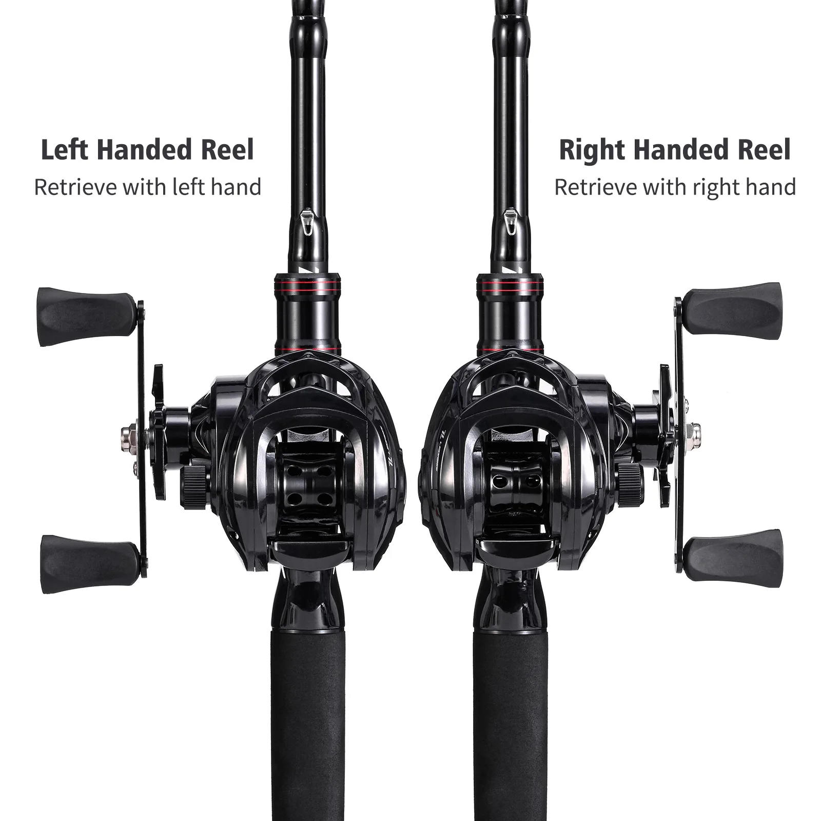 Carrete Baitcaster Negro de Metal – Ligero y Versátil para Pesca - imagen 4