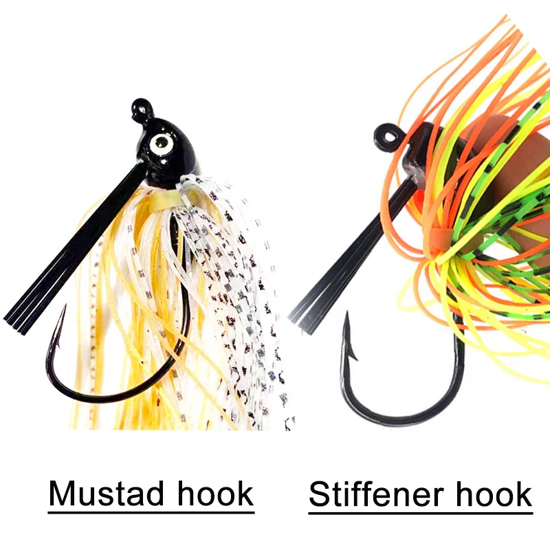 Faldas de plantilla de silicona para lubina, cebo de zumbador, falda de goma para Lucio, Walleye, Barba, señuelo de pesca, aparejos de anzuelo de natación con mosca, 7G, 10G, 14G - imagen 4