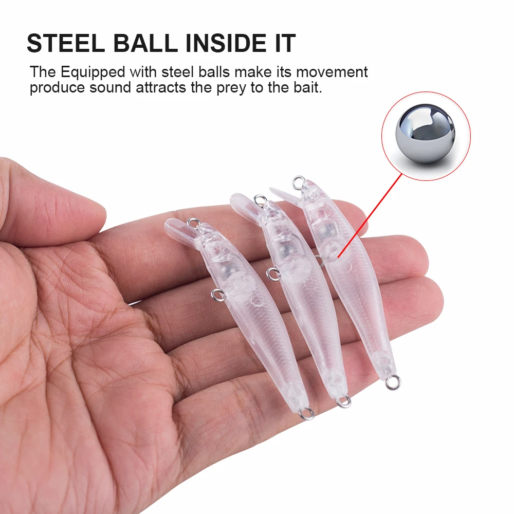 Hanlin-Mini Señuelos de Pesca artificiales sin pintar, cebo flotante duro Wobbler, aparejos en blanco pequeños, bricolaje, 6CM, 3G, 10/20 piezas - imagen 4