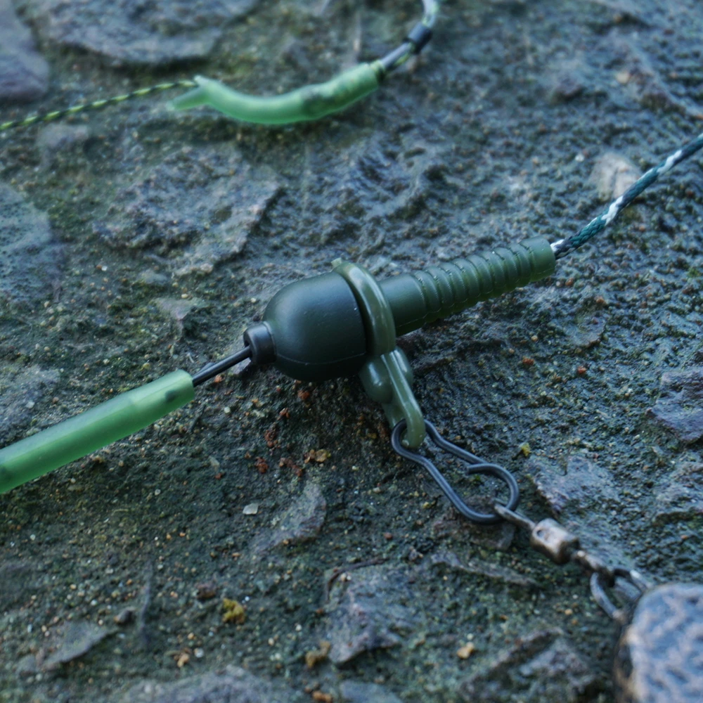 Hirisi-Mangas de seguridad para pesca de carpa, 10 piezas, Clips de plomo, aparejos de pesca de goma AH050 - imagen 5