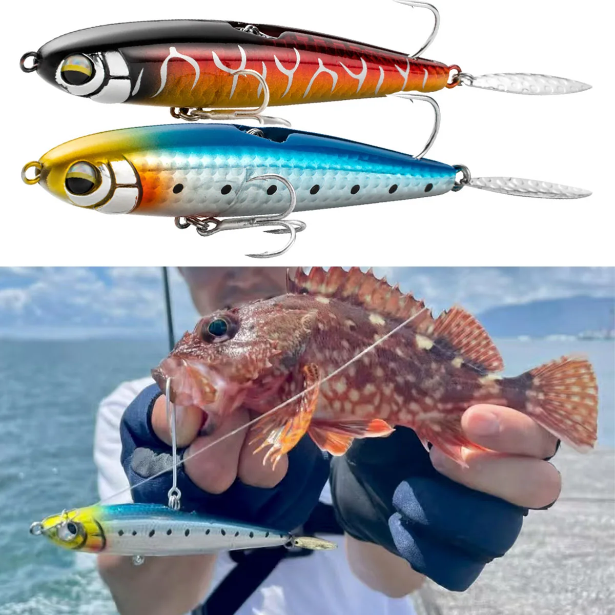 Señuelo de pesca hundido de 100mm y 30g, señuelos tipo lápiz de fundición larga, cebo duro de agua dulce y salada para trucha, caca, pargo, aparejos de pesca - imagen 2