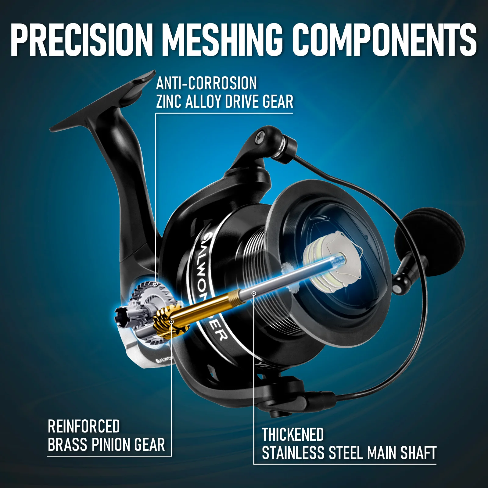 Carrete de pesca de Surf 13 + 1BB, cuerpo de grafito, carrete de aluminio para juego grande, mar, océano, agua salada en alta mar, atún resistente - imagen 2