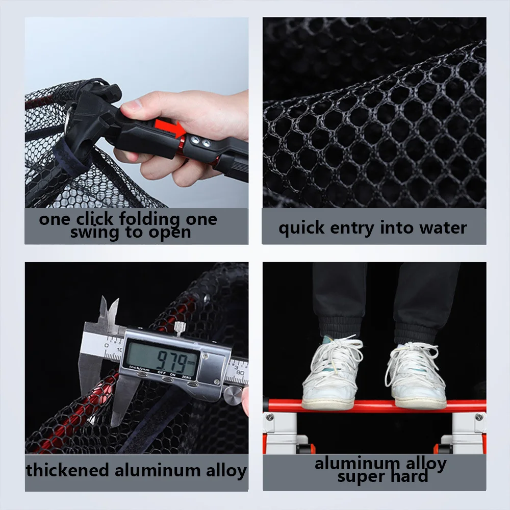 NUNATAK-red de pesca plegable telescópica, Material de aleación de aluminio, triangulación de caña, 0,9 M-3M - imagen 5