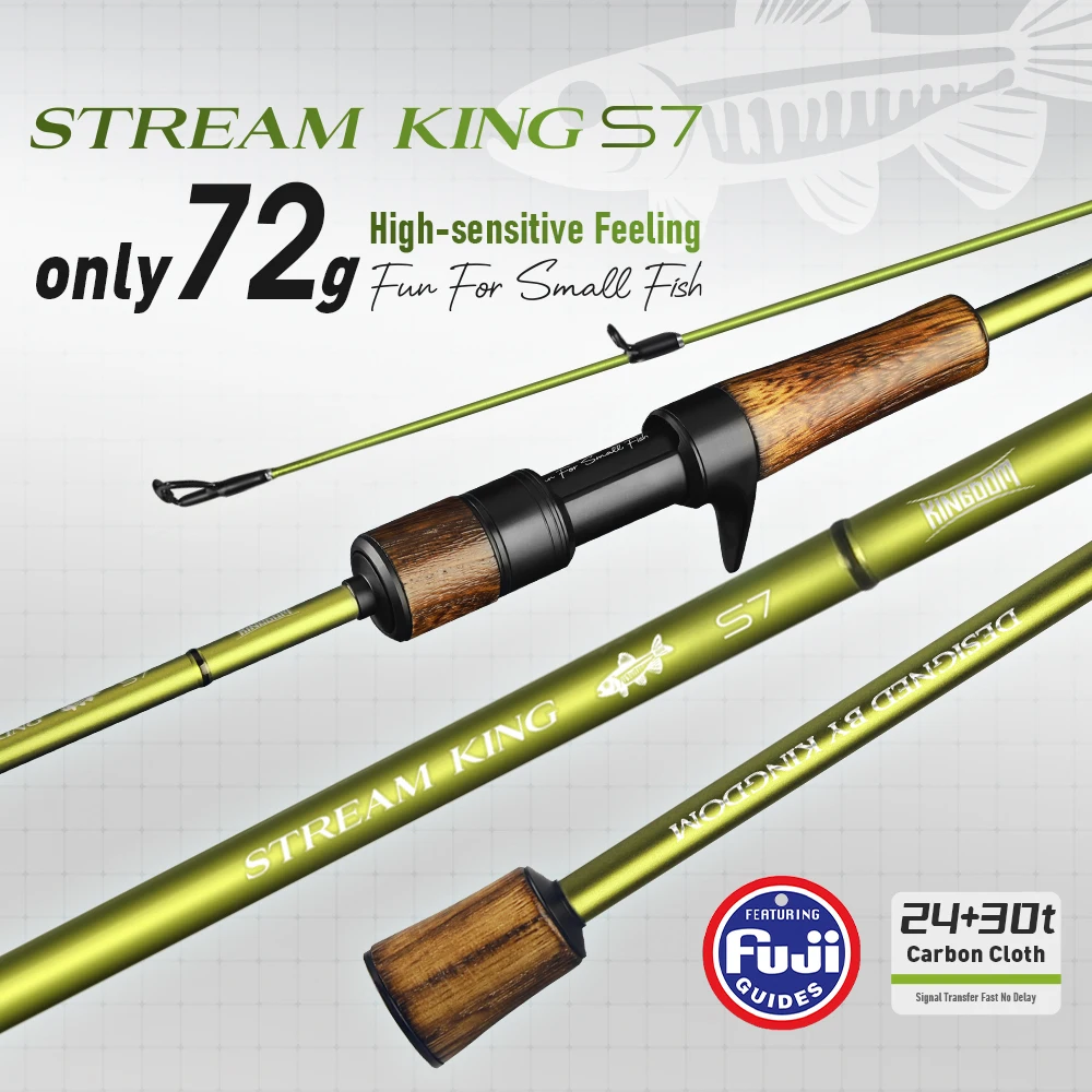 Kingdom Stream S7 caña de pescar 1,45 m 1,65 m 1,8 m UL-L fundición giratoria 24 + 30T fibra de carbono acción rápida caña de pescar de trucha - imagen 2