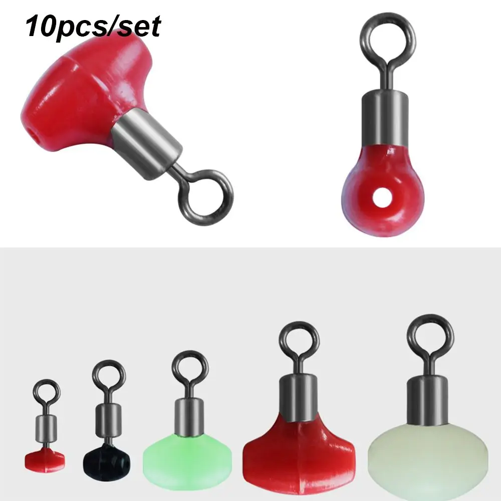 10 unids/bolsa de línea cruzada giratoria y cuentas en forma de T, conector de aparejo deslizante de polea, aparejo Terminal de pesca de agua salada verde luminoso - imagen 3