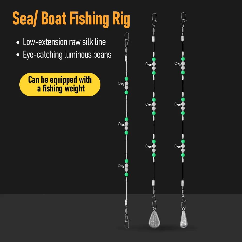 Aparejos líder con cuentas luminosas – Giratorio snap para pesca mar - imagen 3