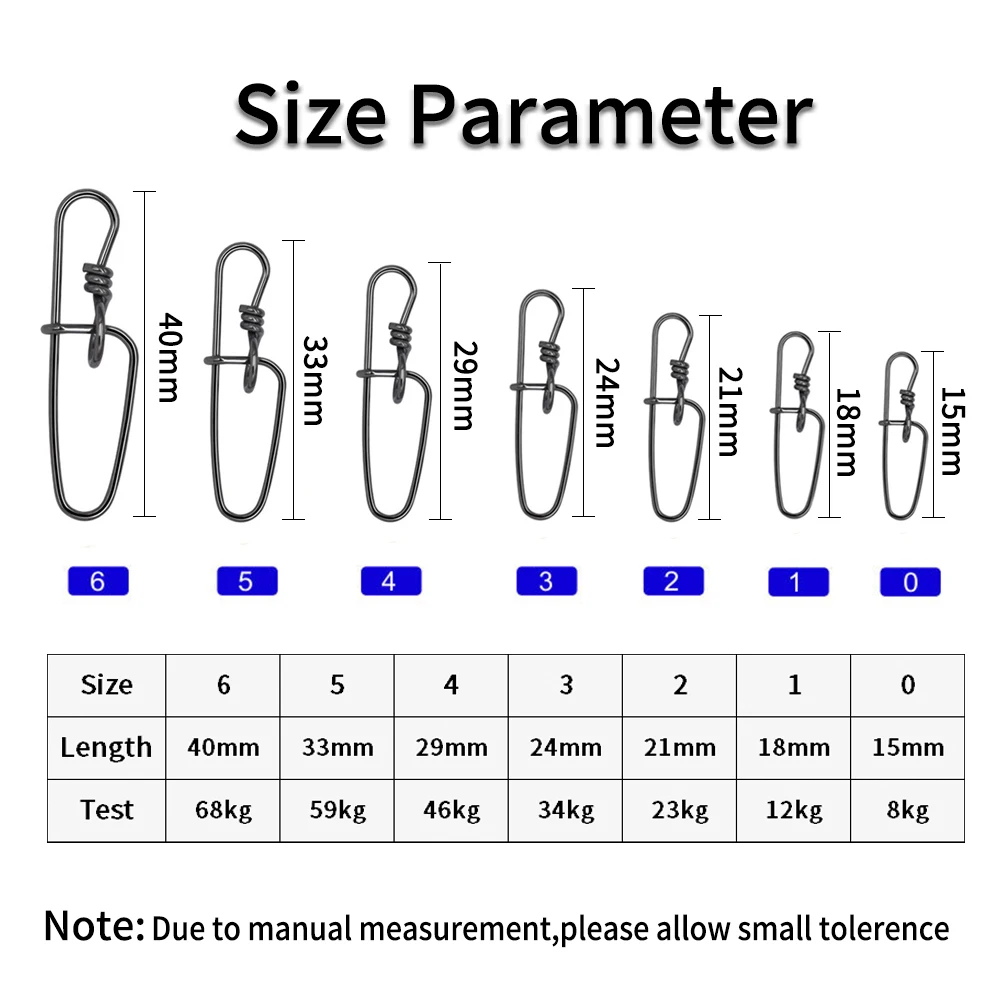 Elllv 20 piezas de acero inoxidable, doble seguro, Pin de bloqueo interior, pesca en agua salada, cierre rápido, conector de cebo duro y suave - imagen 3