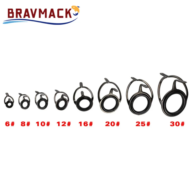 8pcs/juego Anillo de ojo para caña de pescar Acero inoxidable Cerámica Guías para cañas de baitcasting Anillo de ojo para reparación de construcción de cañas Anillo de línea de pesca - imagen 3