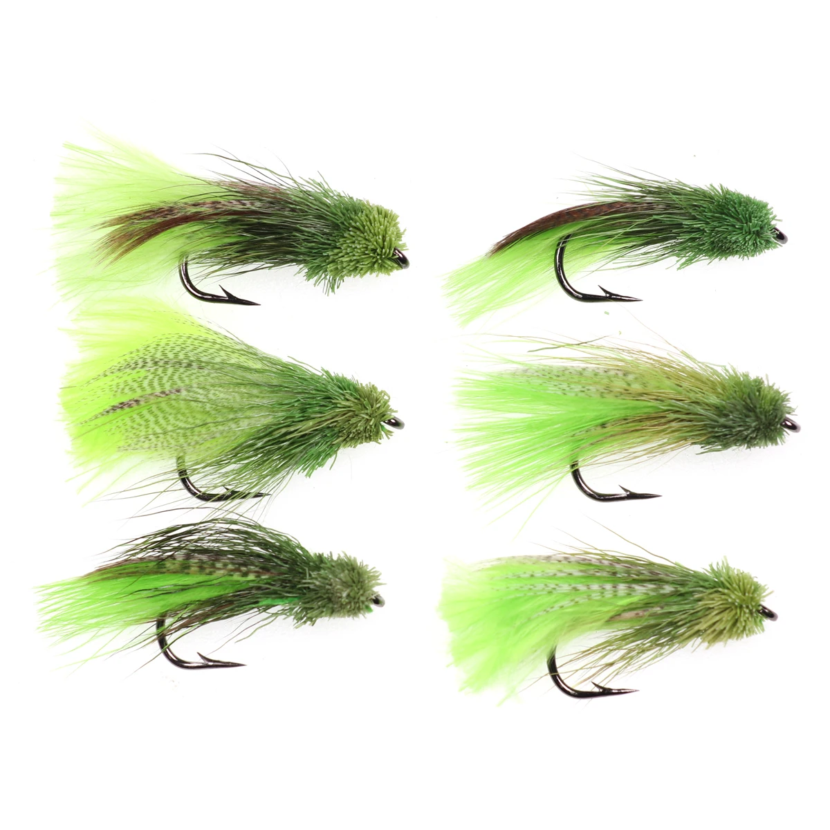 Wifreo-señuelo de pesca de trucha Artificial, 3 piezas, Green Zoo Cougar Streamer Fly con gancho de púas, hundimiento lento - imagen 2
