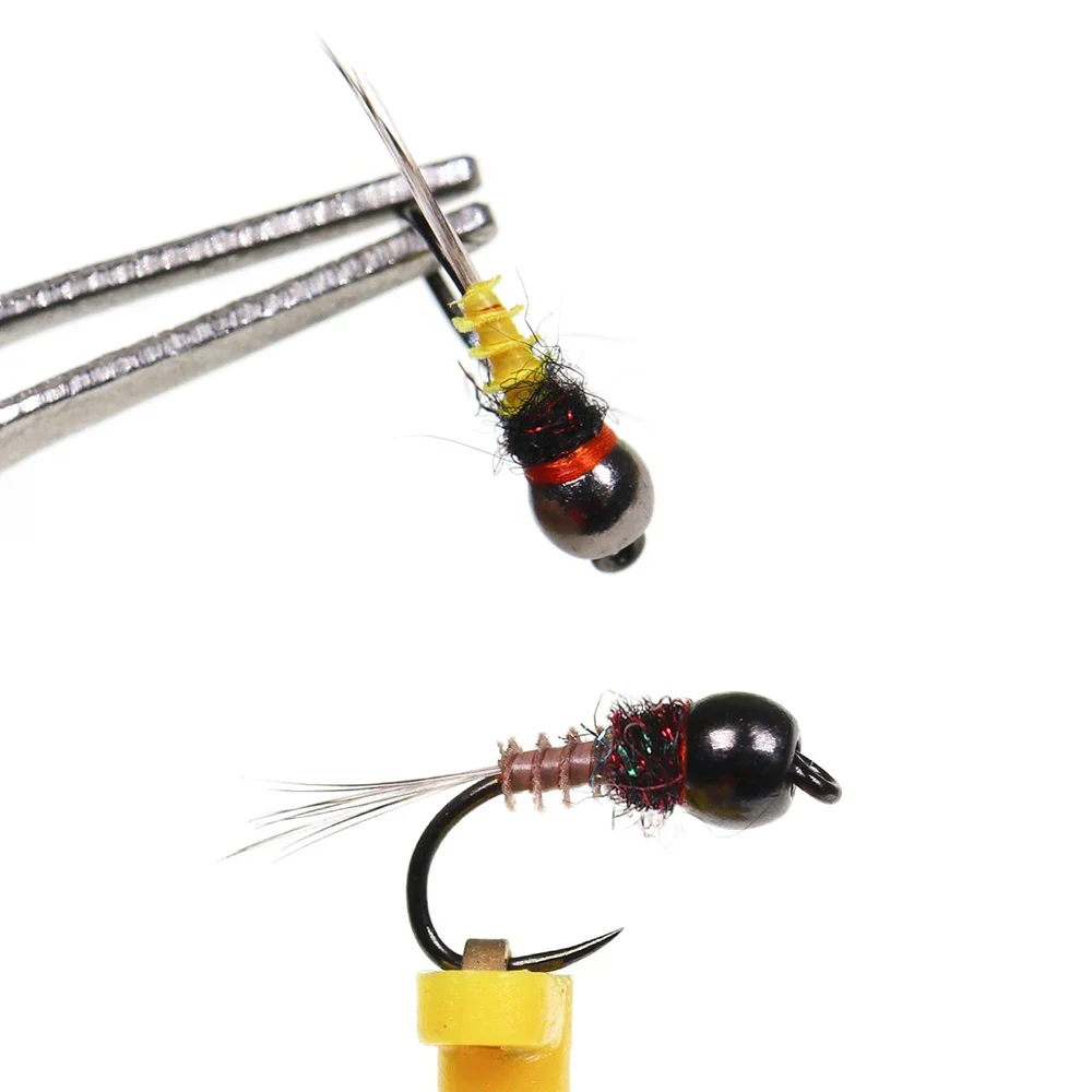 Wifreo 6 piezas # 20 latón Beadhead sin púas Ninfa mosca amarillo marrón moscas húmedas mosca trucha lubina Grayling Steelhead pesca señuelo cebos - imagen 5