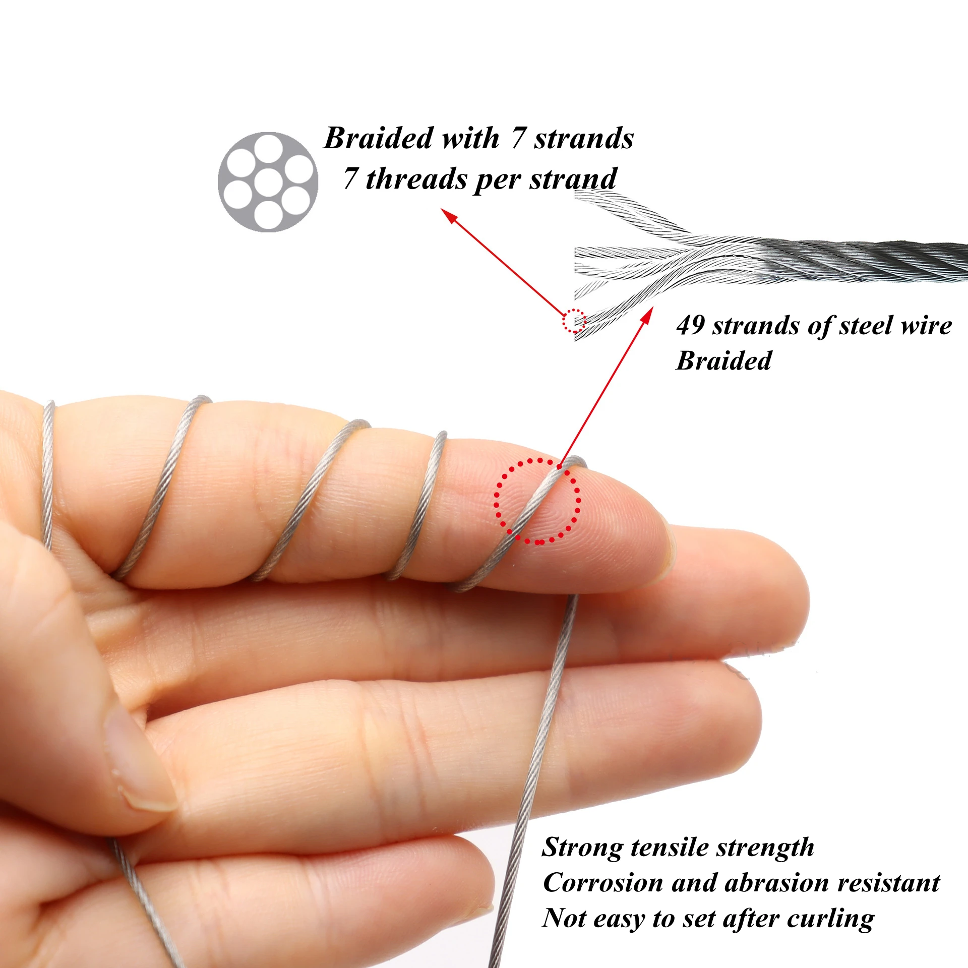 ZYZ-Hilo de alambre de 49 hebras con ganchos circulares afilados, anillo giratorio, ganchos de cadena de pesca de agua salada, 3 juegos por bolsa - imagen 4