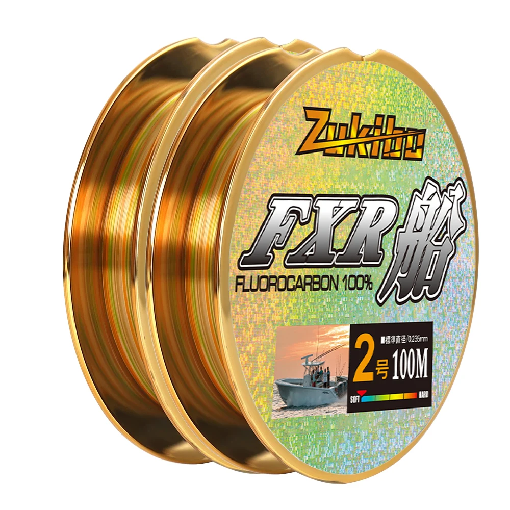 ZUKIBO 100M Original FXR Color carbono 100% fluorocarbono Japón líder línea de hundimiento resistencia a la abrasión Invisible para la costa del barco