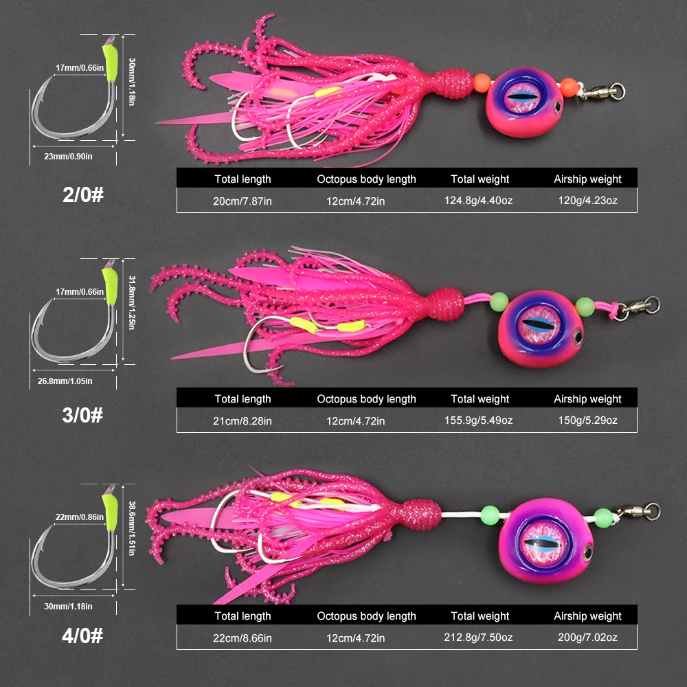 ZYZHE Jig Luminoso Señuelo pulpo suave para pesca en barco - imagen 2