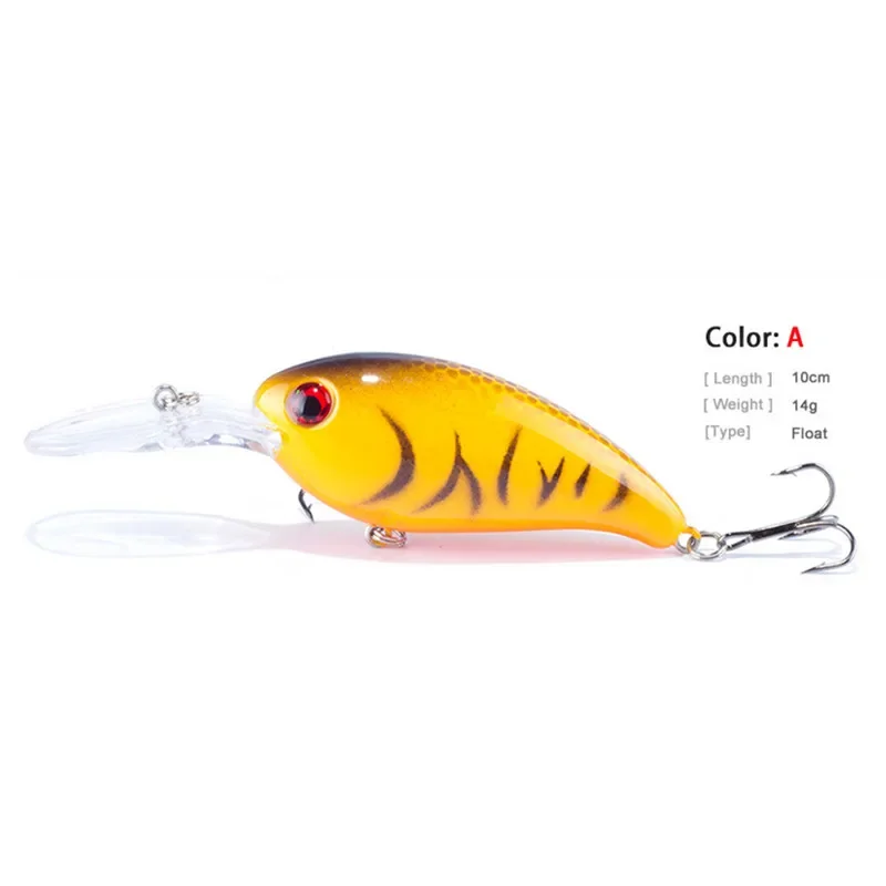 1 pieza Crankbait Topwater señuelo de pesca Wobblers 10cm 14g cebo duro Artificial 6 #   Aparejos de pesca de lubina con anzuelo triple - imagen 4