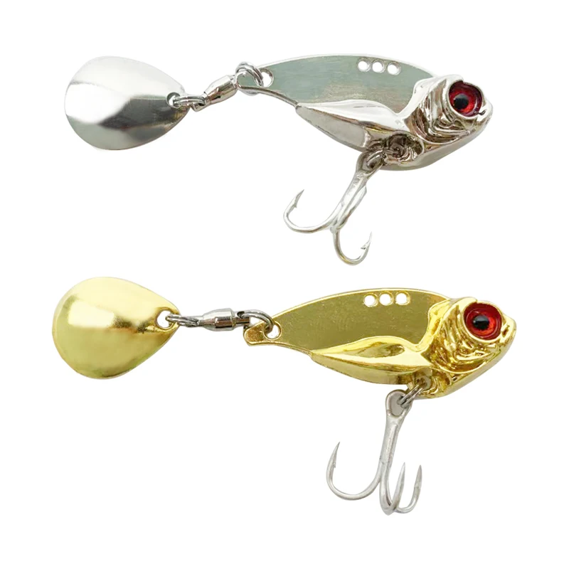 Señuelos de pesca VIB, cuchara giratoria con purpurina, equipo de pesca de Metal Artificial duro para pesca con caña, 10g, 15g, 2 uds.