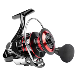 DEUKIO Carretes Giratorios Metal Agua Salada – Perilla EVA Rojo Negro