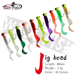 Jig Head WALK FISH con cola enrollable – Señuelo vinilo para perca
