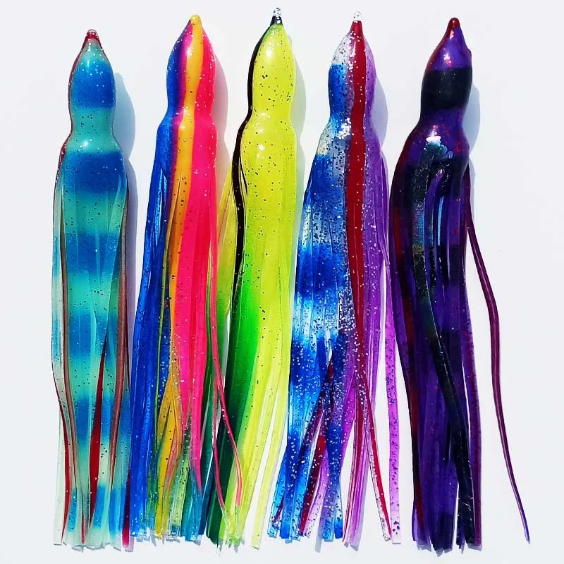 14 Uds. Faldas de pulpo de repuesto para señuelos de pesca, falda de pulpo, señuelo de pesca suave, falda aparejada, Marlin, atún, Pakula, juego de pesca - imagen 4
