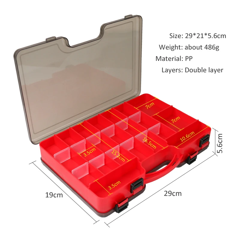 Cajas de pesca de doble cara, caja de aparejos grandes para Spinners, caja de aparejos de señuelos, estuche de cebo duro Artificial, organizador de almacenamiento de pescador - imagen 3