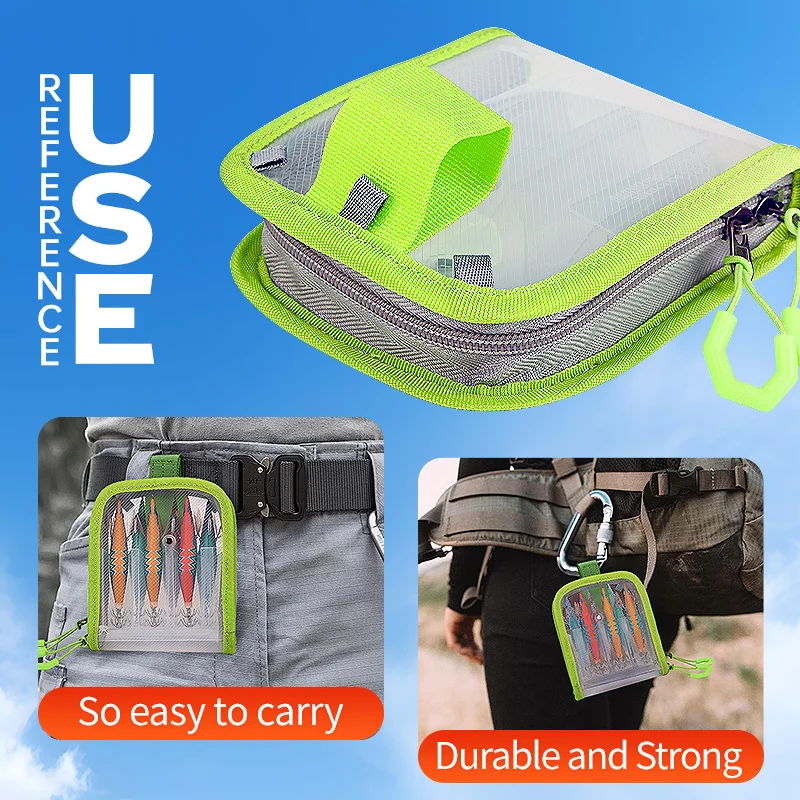 WEIHE, 1 unidad, bolsa de almacenamiento de equipo de pesca con señuelo, paquete de camarones de madera de seis rejillas, bolsa de cebo con señuelo, organizador de accesorios de pesca - imagen 4