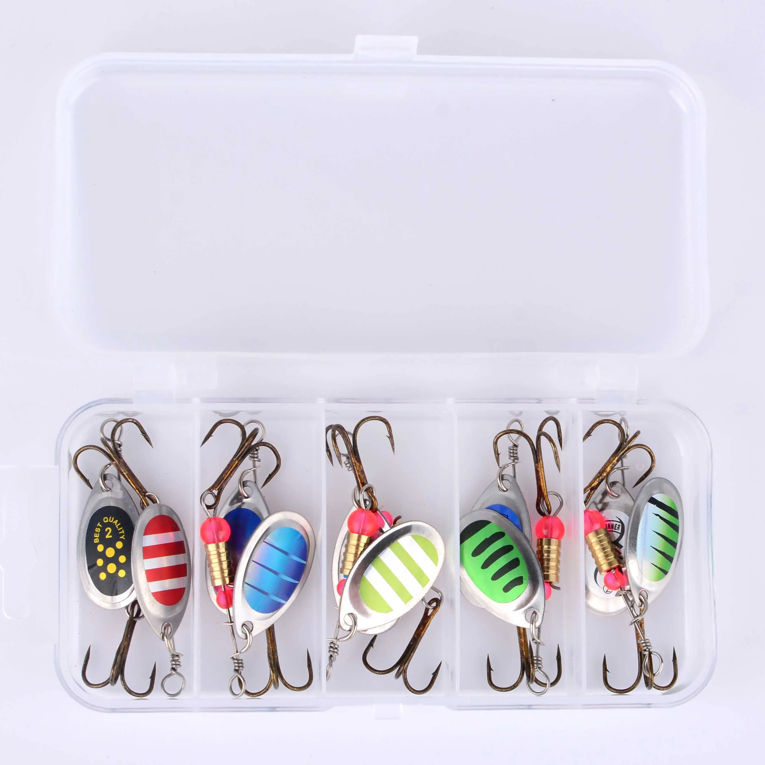 10 unids/caja cuchara de Metal Spinner señuelo de pesca Spoonbait Crankbaits Wobblers de pesca para Lucio Kit de ganchillo cebo Artificial - imagen 5
