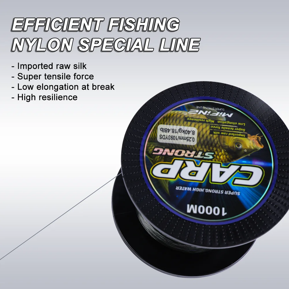 Línea de Pesca MIFINE CARP fuerte, 1000M, 12LB-59LB, línea súper fuerte de nailon, alta resistencia al desgaste, accesorios de alambre para Pesca de carpa - imagen 5