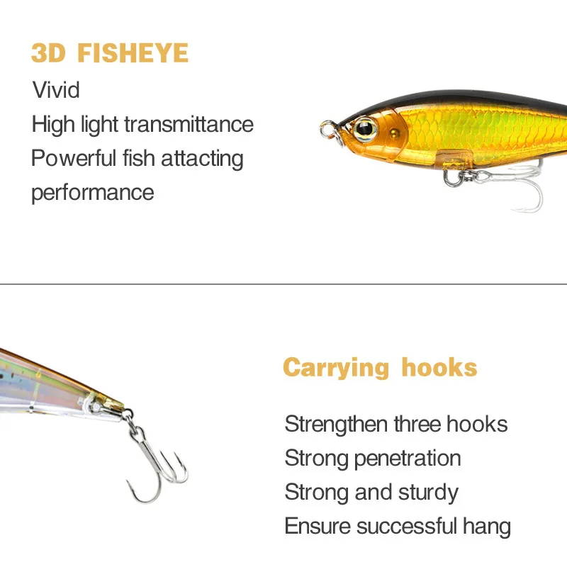 Señuelos de pesca Proleurre, Wobblers de pececillo que se hunden, cebos artificiales de plástico con gancho para lubina, Lucio, carpa, aparejos de natación, 11cm, 13,8g - imagen 5