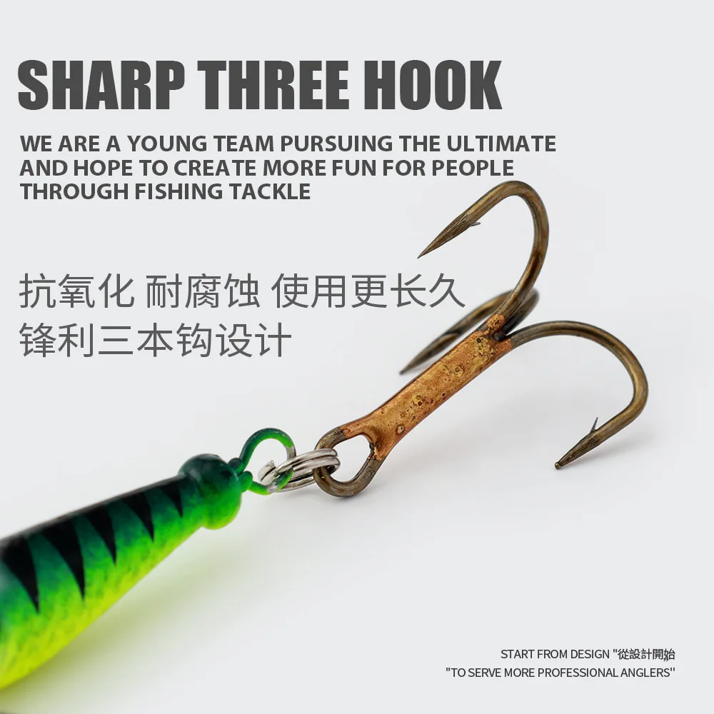 1 unids/lote señuelo de Pesca de lentejuelas giratorias 11g 15g 18g pez volador lentejuelas giratorias cebo duro de Metal Wobblers Pesca con anzuelos triples - imagen 5