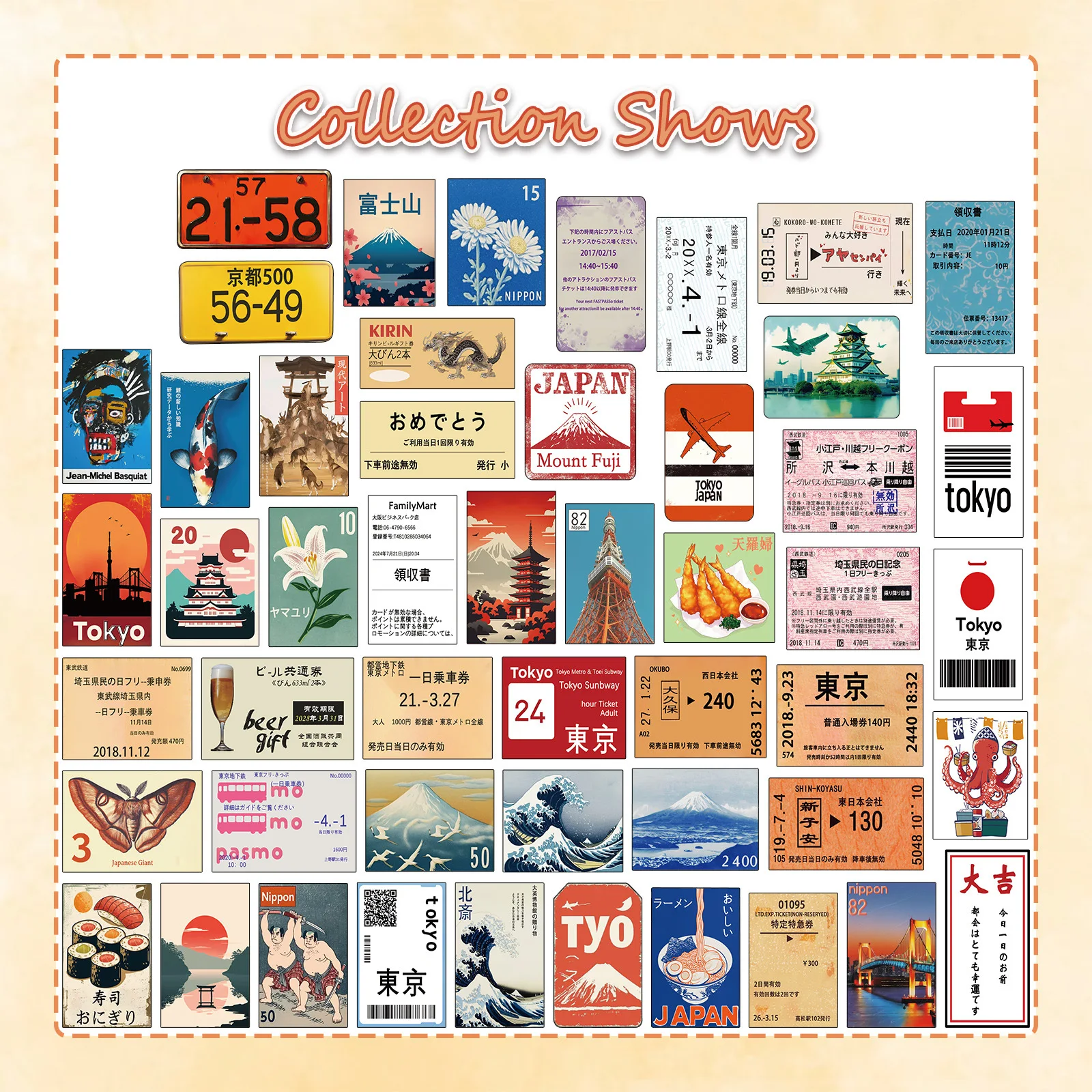 50 Uds. De elementos culturales japoneses, pegatinas de grafiti de viaje para teléfono, guitarra, portátil, maleta, taza, pegatina impermeable, juguetes para niños - imagen 4